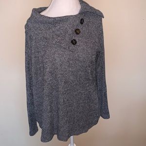 French Laundry Long Sleeve button collar gray sweater